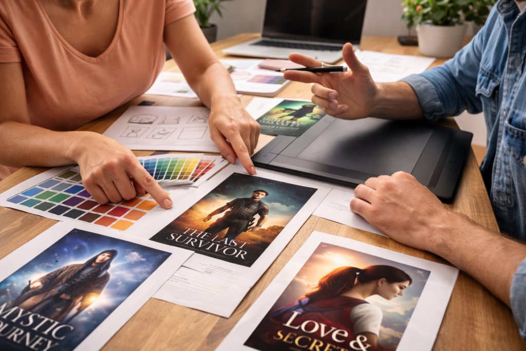 Custom book cover design process for self published authors in the UK